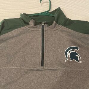 Gray and Green Quarter-Zip Sweatshirt